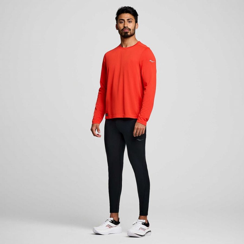 Saucony Stopwatch Long Sleeve Férfi Póló Piros | Hungary S40216-S58