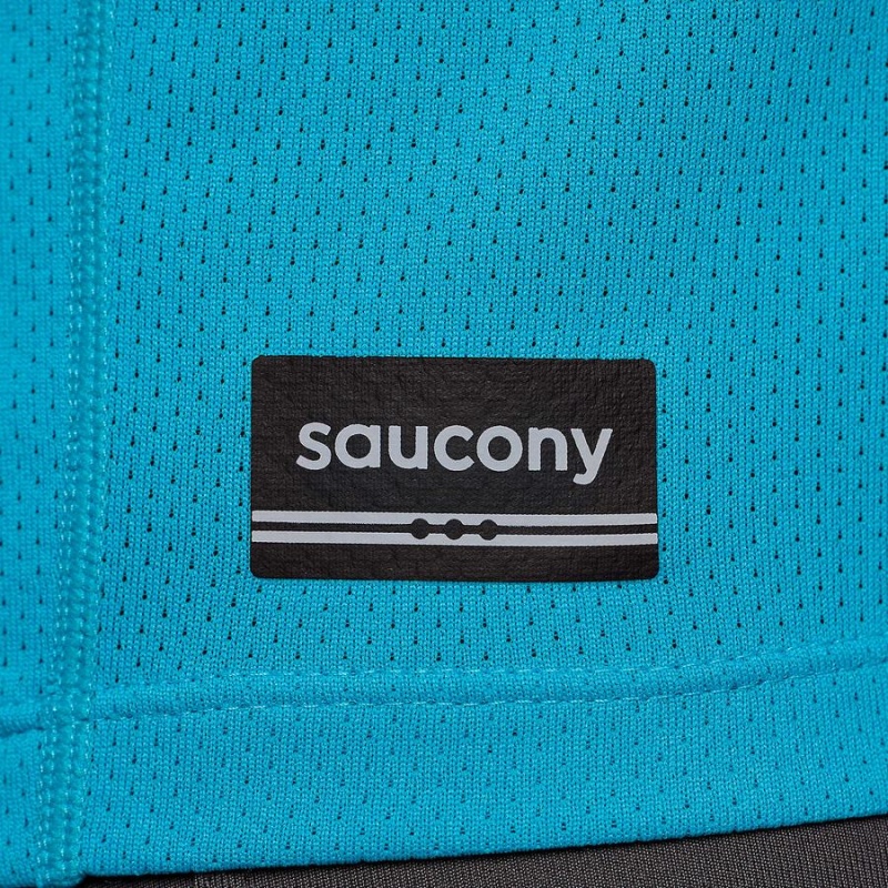 Saucony Stopwatch Rövid Sleeve Férfi Póló Kék | Hungary S35840-Y20