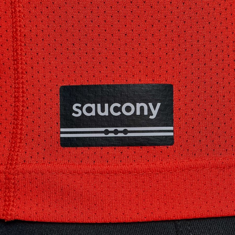 Saucony Stopwatch Rövid Sleeve Férfi Póló Piros | Hungary S51963-W16