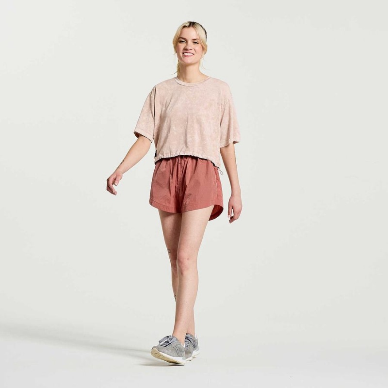 Saucony Unwind Crop Rövid Sleeve Női Póló Rózsaszín | Hungary S15384-K87