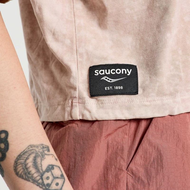 Saucony Unwind Crop Rövid Sleeve Női Póló Rózsaszín | Hungary S15384-K87