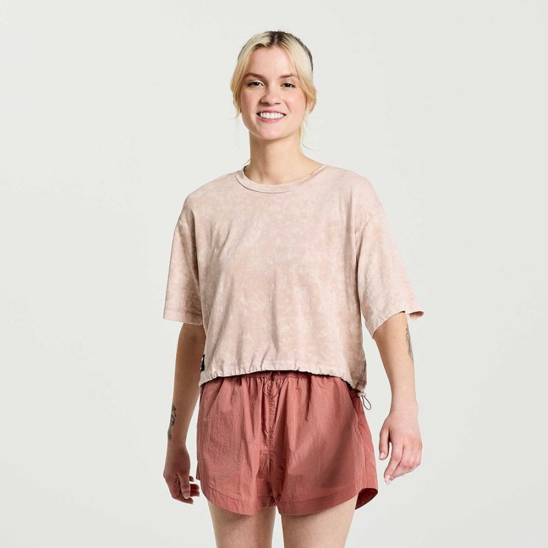 Saucony Unwind Crop Rövid Sleeve Női Póló Rózsaszín | Hungary S15384-K87